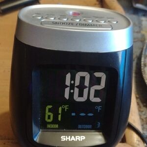 Sharp Digital Alarm Clock with & Outdoor Indoor Temperature Display